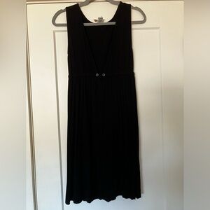 SPLIT deep v neck black dress